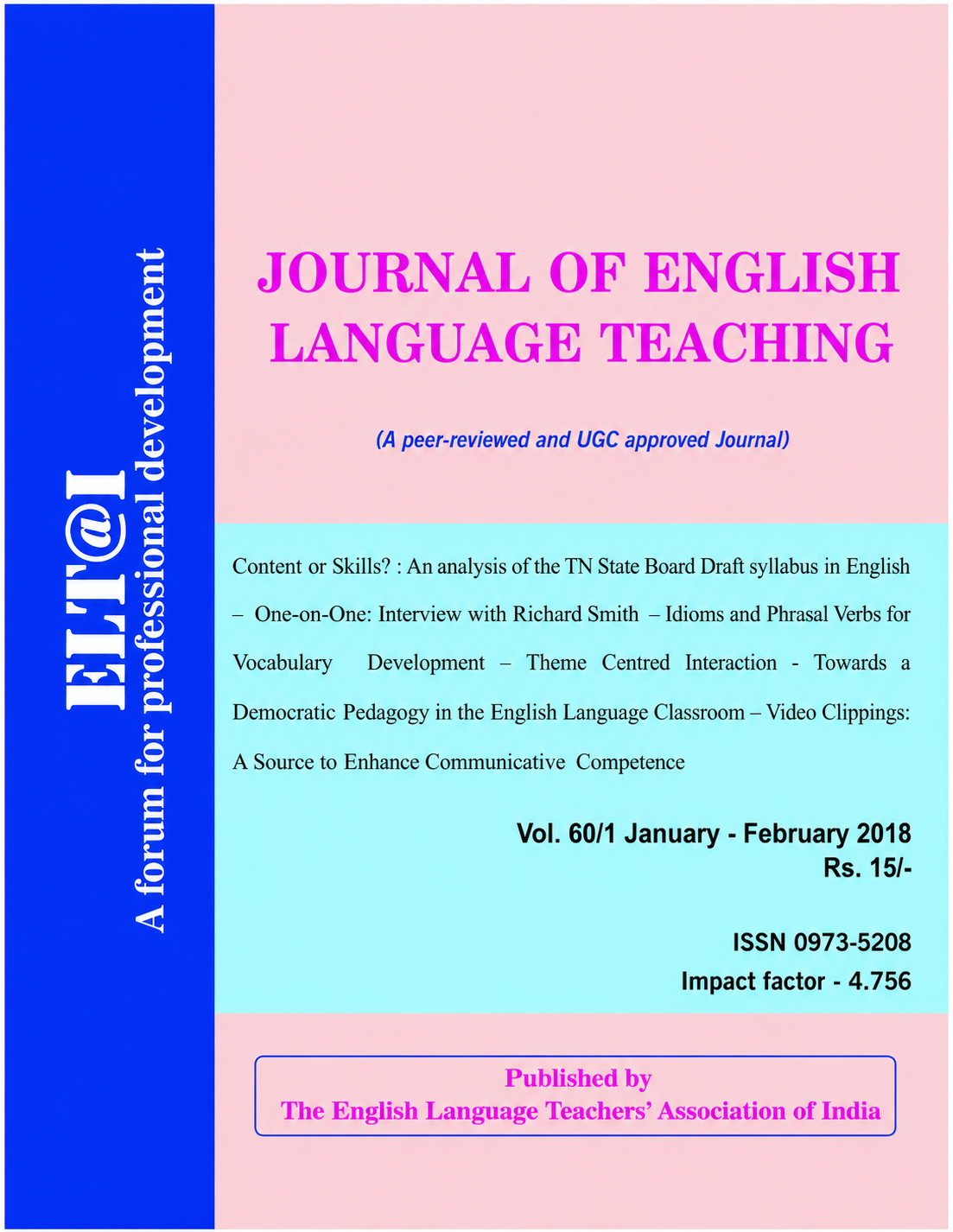 					View Vol. 60 No. 1 (2018): January - February
				